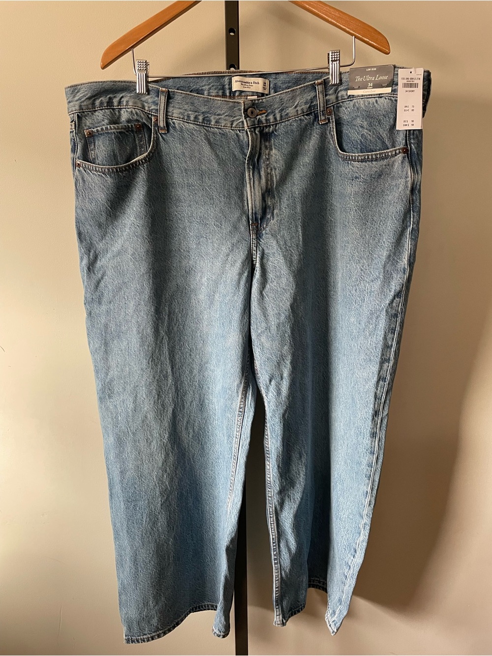 Abercrombie & Fitch Ultra Loose Low Rise Jeans Wide Leg Plus Size 34 Short